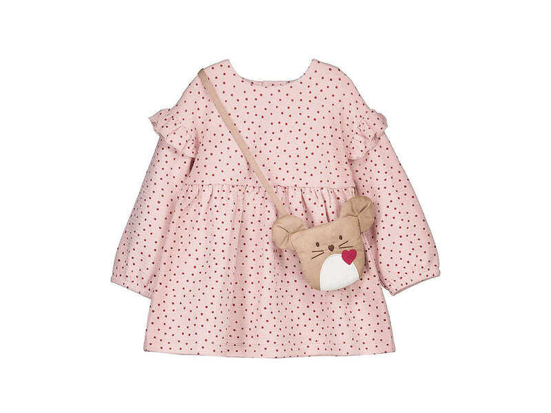 Mayoral Pink polkadot dress with bag