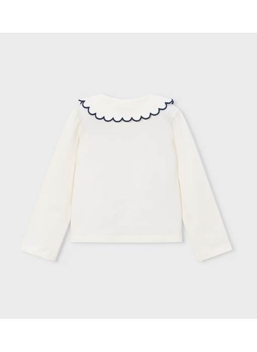 Long-sleeved Scallop neck polo