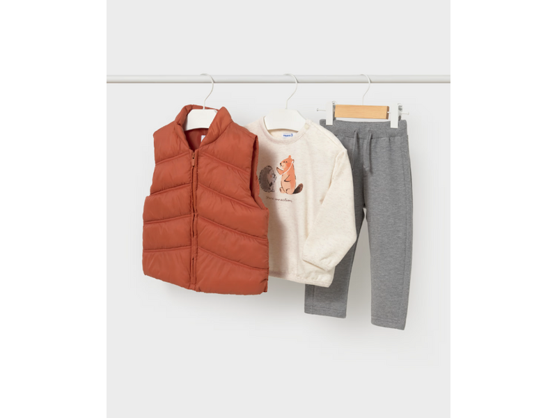 Mayoral Pullover vest pant set - Brick Red