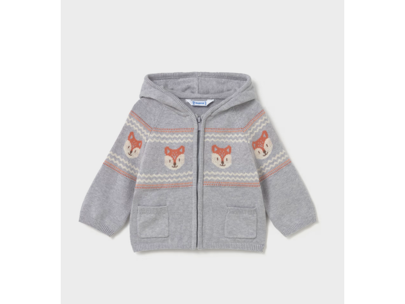 Mayoral Knit Fox Zip-Up Sweatshirt