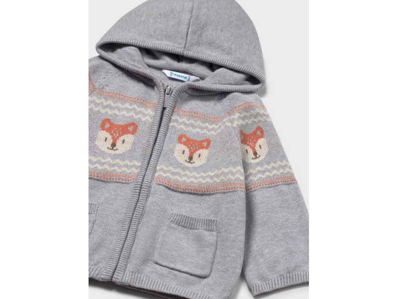 Mayoral Knit Fox Zip-Up Sweatshirt