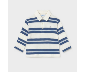 Long Sleeve Striped Polo - Blue