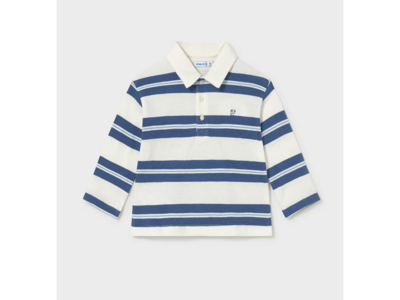 Mayoral Long Sleeve Striped Polo - Blue