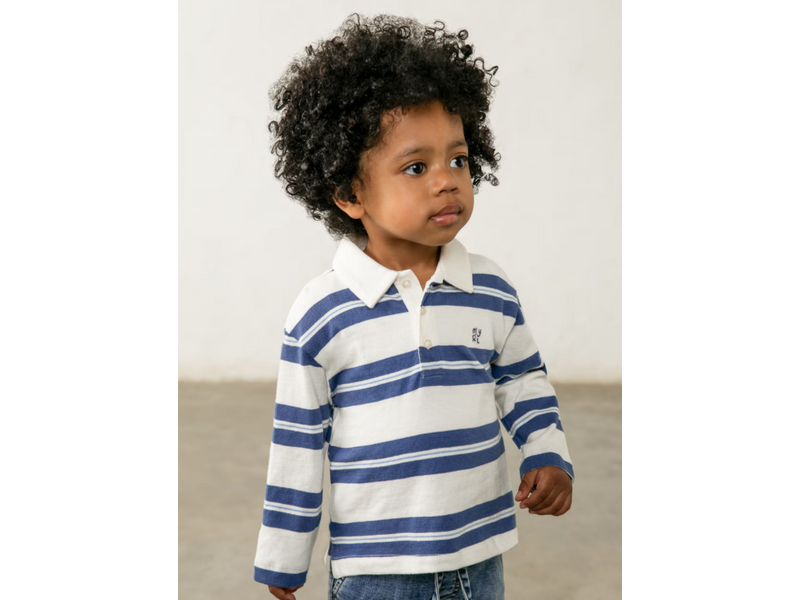 Mayoral Long Sleeve Striped Polo - Blue