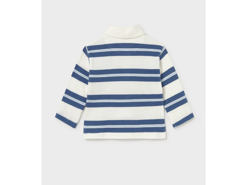 Mayoral Long Sleeve Striped Polo - Blue