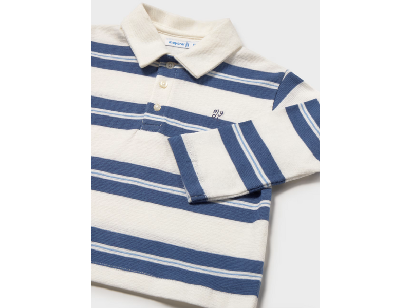 Mayoral Long Sleeve Striped Polo - Blue