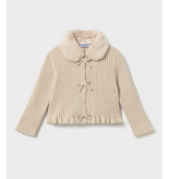Mayoral Cardigan with Faux Fur Collar - Milk Heather