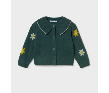 Floral Knit Cardigan - Water Lily