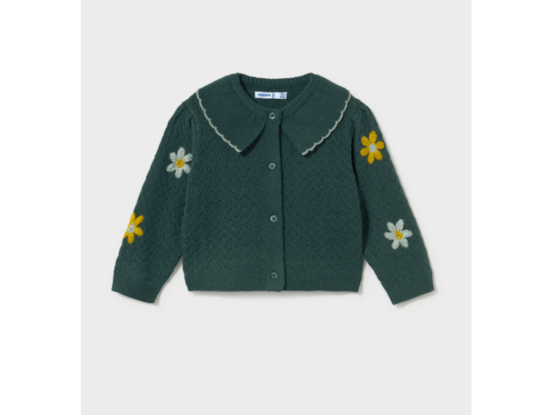 Mayoral Floral Knit Cardigan - Water Lily