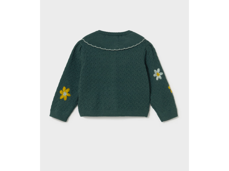 Mayoral Floral Knit Cardigan - Water Lily