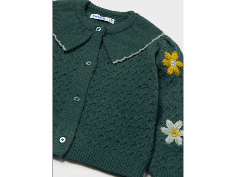 Mayoral Floral Knit Cardigan - Water Lily