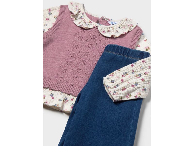 Mayoral 3pc Vest Set - Violet