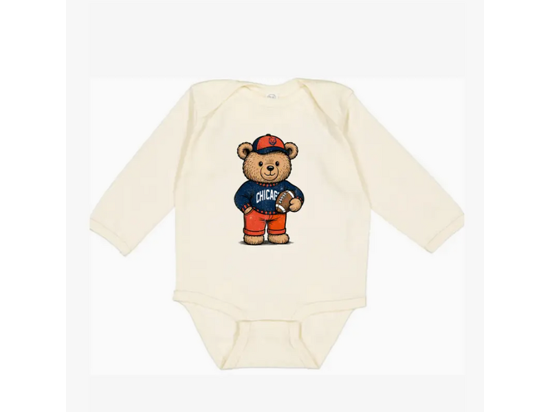 Arlo.Hendrix LLC Beary Big Fan Chicago Football Graphic Onesie