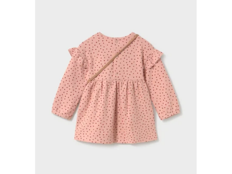 Mayoral Pink polkadot dress with bag