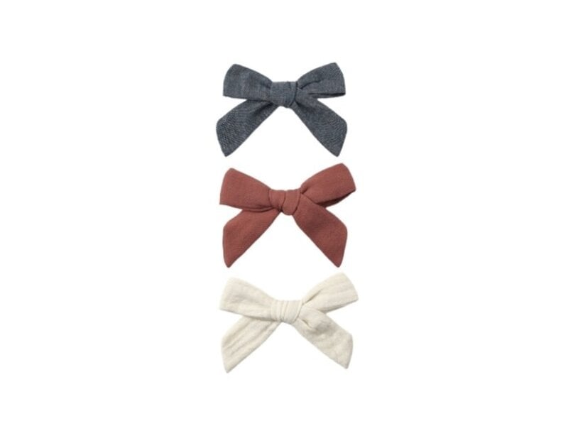 Rylee + Cru LLC BOW W. CLIP, SET OF 3 NATURAL, RED, BLUE