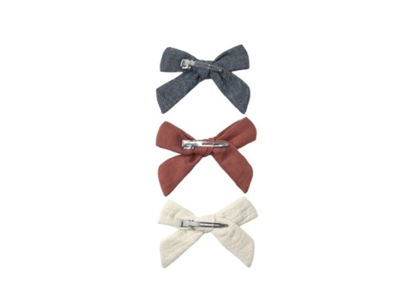 Rylee + Cru LLC BOW W. CLIP, SET OF 3 NATURAL, RED, BLUE