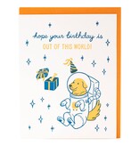 Smudge Ink Space Dog Birthday Card
