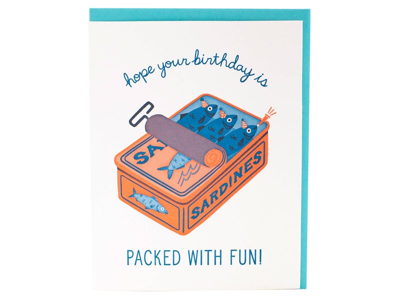 Smudge Ink Sardines Birthday Card