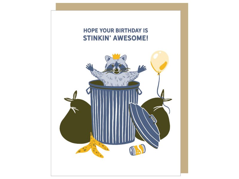 Smudge Ink Trash Panda Birthday Card