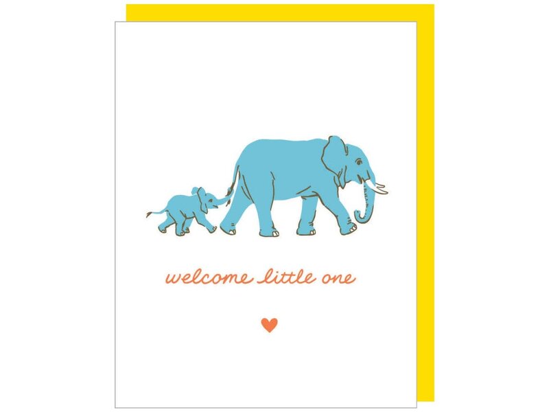 Smudge Ink Elephant Walk Baby Card