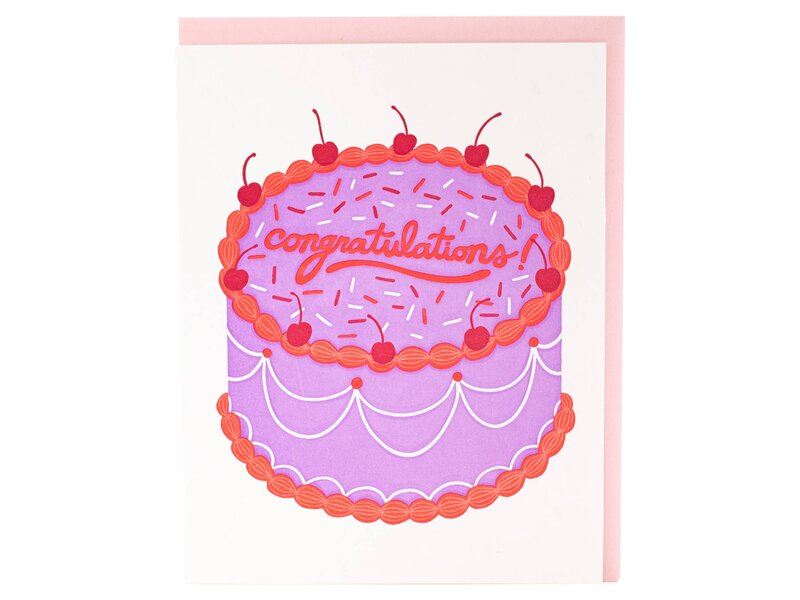 Smudge Ink Big Cake Congratulations Card