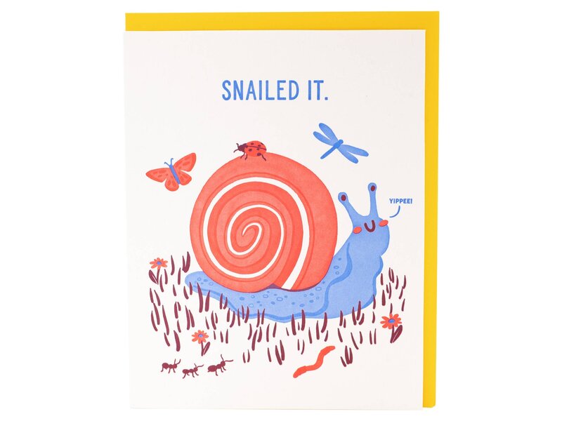 Smudge Ink Yippee Snail Congratulations Card
