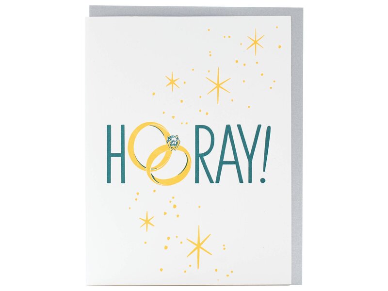 Smudge Ink Hooray Engagement / Wedding Card