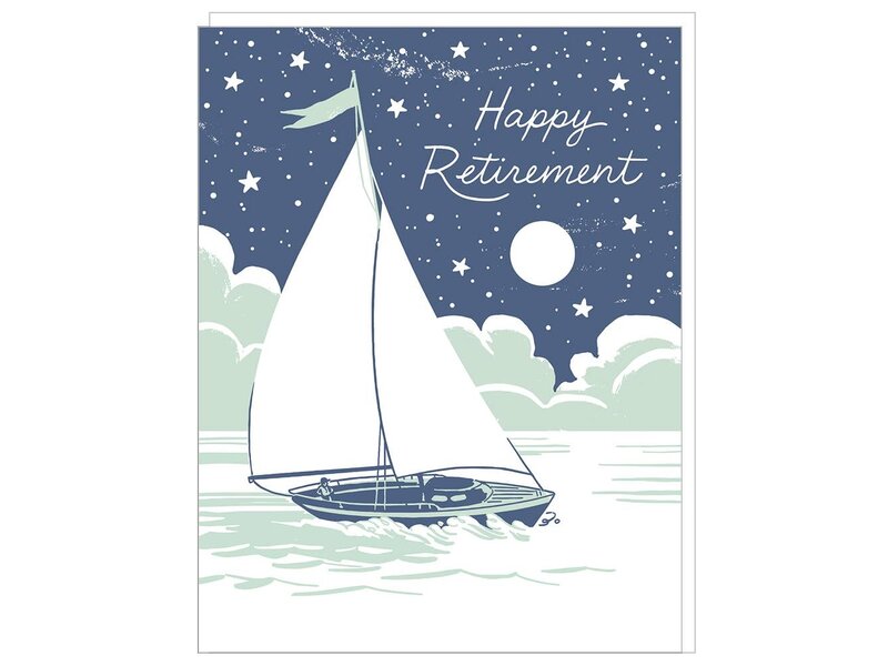 Smudge Ink Nighttime Sailboat Retirement Card