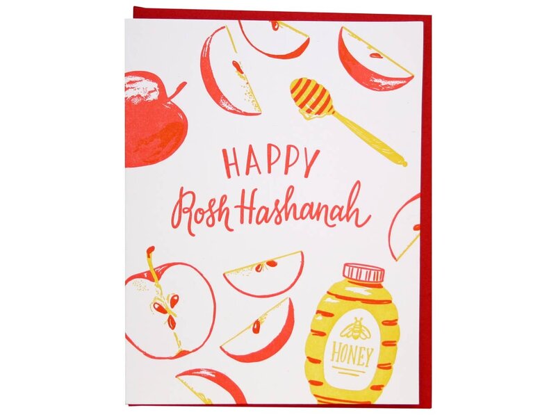 Smudge Ink Sweet Apple Slices Rosh Hashanah Card