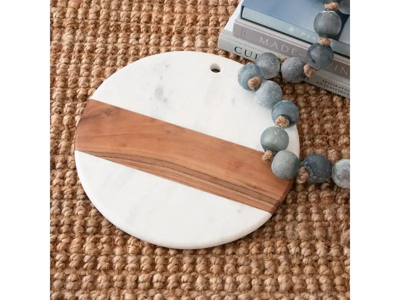 Andaluca Round White Marble & Acacia Wood Charcuterie Board