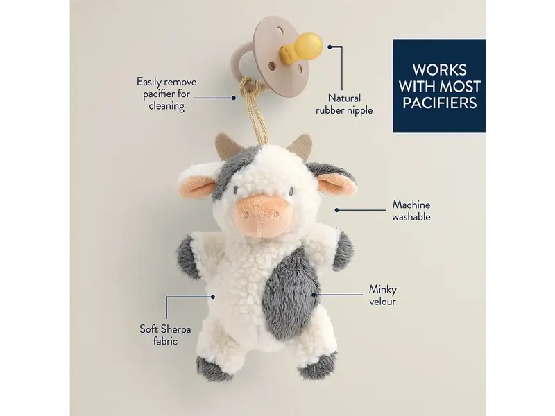 Itzy Ritzy Bitzy Pal Natural Rubber Pacifier & Plush Cow