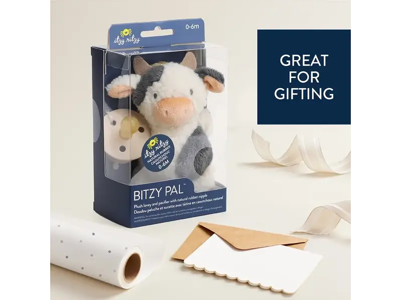 Itzy Ritzy Bitzy Pal Natural Rubber Pacifier & Plush Cow