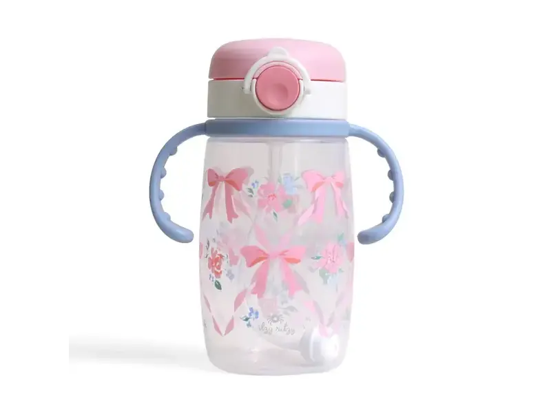 Itzy Ritzy Itzy Sips™ - Straw Cup with Snap-Close Lid - Ribbons & Bows