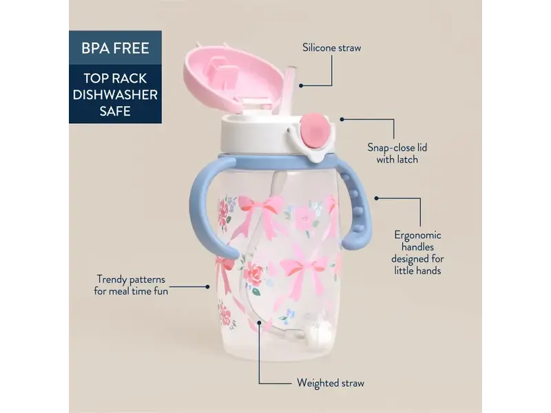 Itzy Ritzy Itzy Sips™ - Straw Cup with Snap-Close Lid - Ribbons & Bows