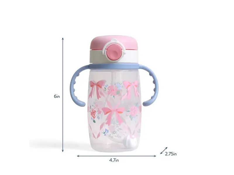 Itzy Ritzy Itzy Sips™ - Straw Cup with Snap-Close Lid - Ribbons & Bows
