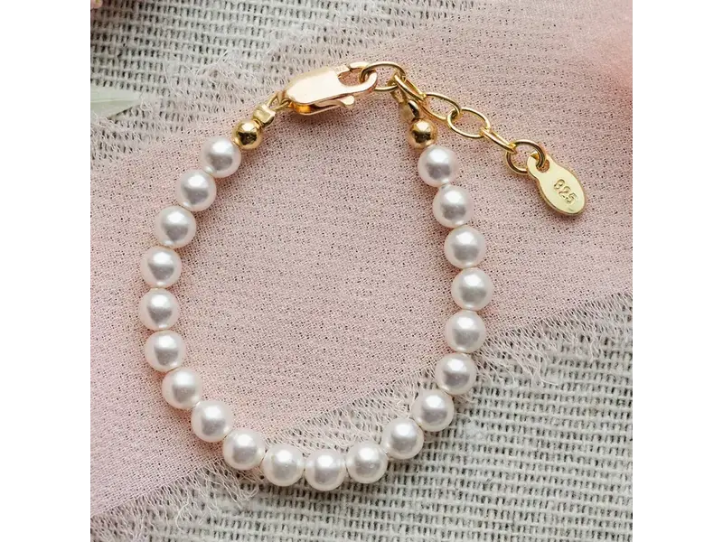 Cherished Moments 14K Gold-Plated Children's Pearl Bracelet - Medium