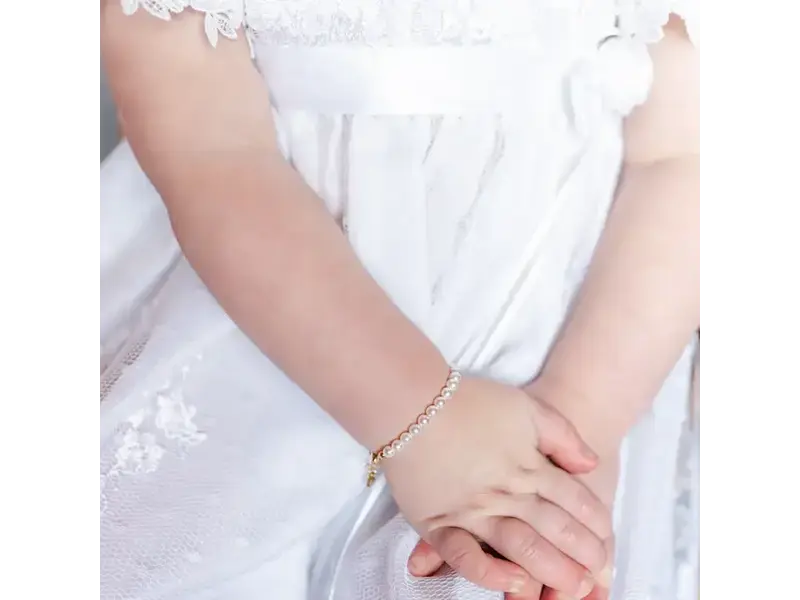 Cherished Moments 14K Gold-Plated Children's Pearl Bracelet - Medium