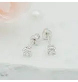 Cherished Moments Sterling Silver Clear Cz Stud Earrings For Baby and Children