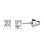 Cherished Moments Sterling Silver Clear Cz Stud Earrings For Baby and Children