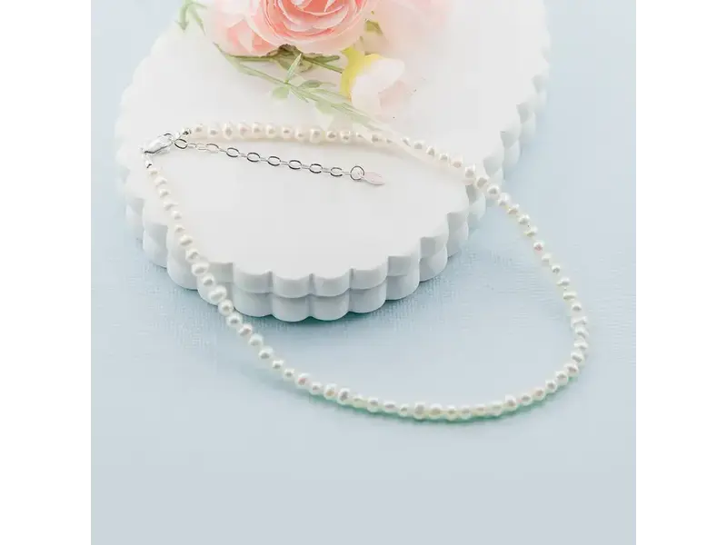 Cherished Moments Girls Sterling Silver Strand of Pearls Kids Necklace