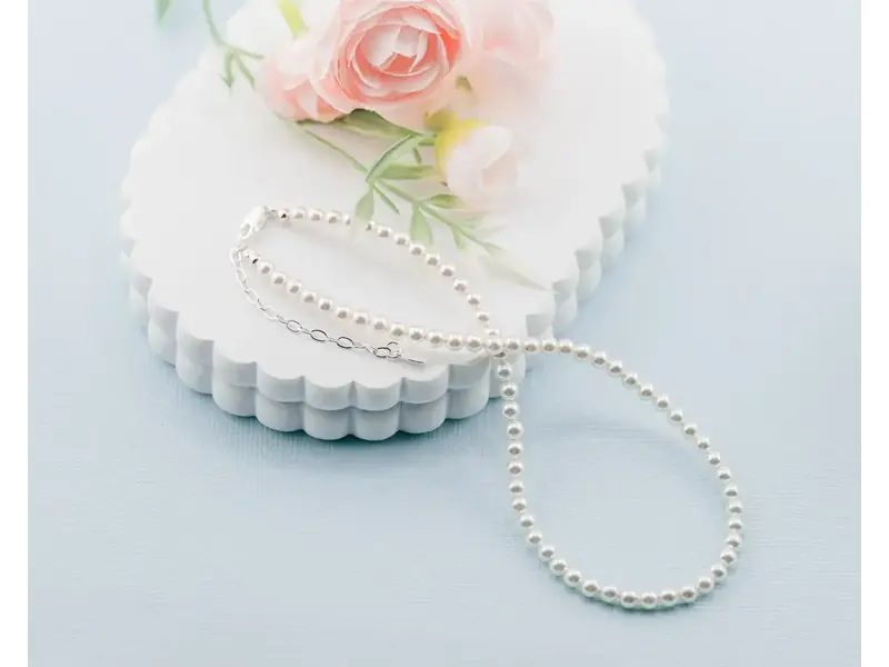 Cherished Moments Girls Sterling Silver Strand of Pearls Kids Necklace