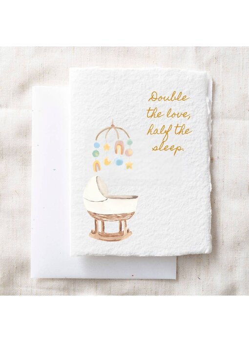 Double the Love Half the Sleep | Handmade Baby Greeting Card