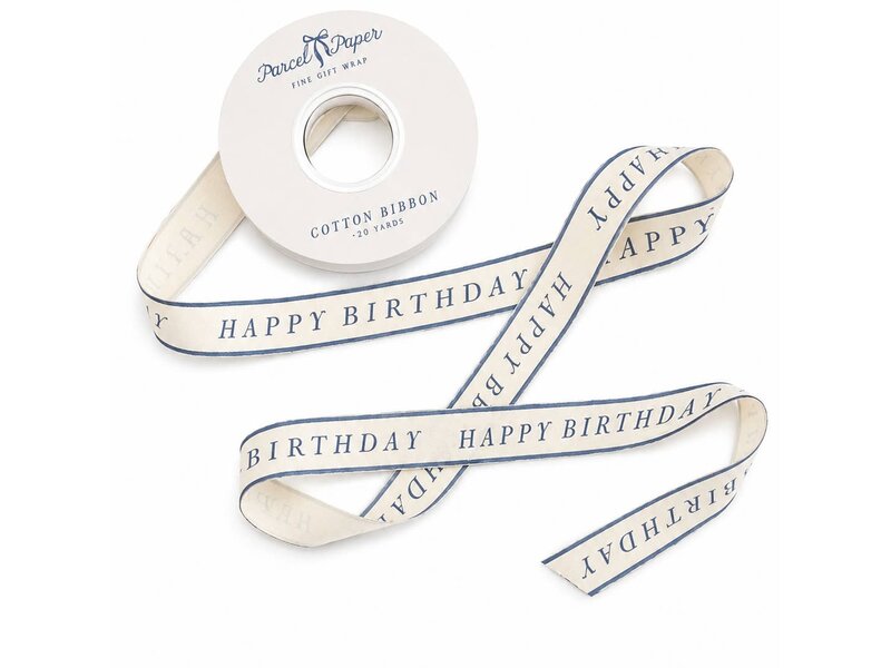Parcel Paper 'happy Birthday' Cotton Ribbon