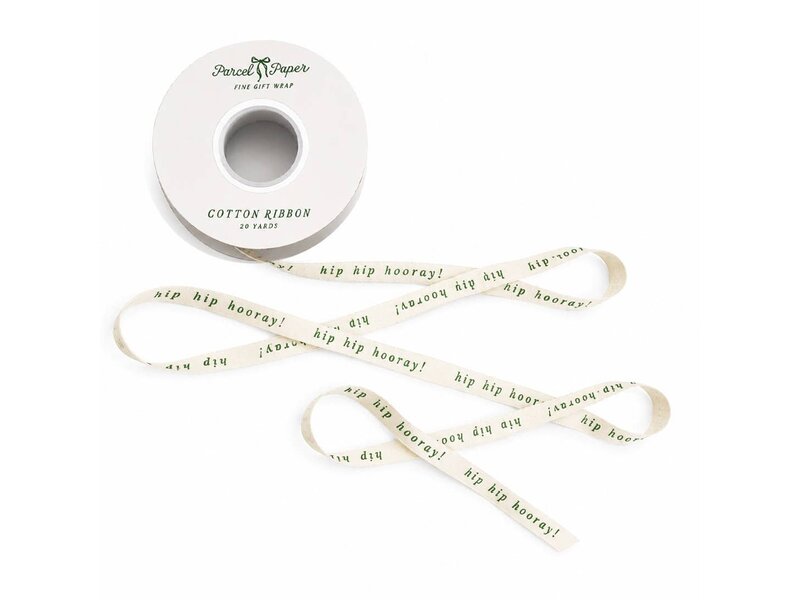 Parcel Paper ‘Hip Hip Hooray’ Cotton Ribbon in Green