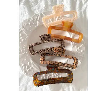 Jumbo Acetate Essential Hair Clips (Bobo) Toffee