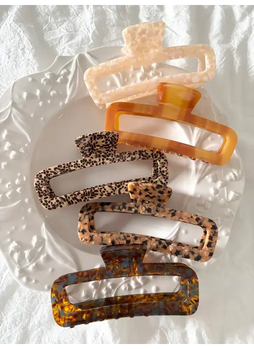 Jumbo Acetate Essential Hair Clips (Bobo) Toffee