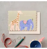 Katie Leamon Hello Baby Animals Scallop New Baby Card