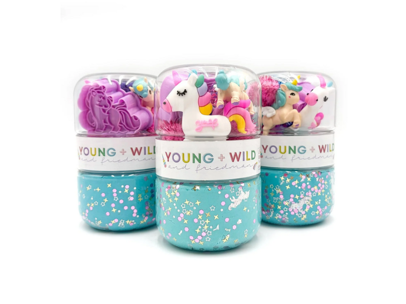 Young + Wild and Friedman Rainbow Unicorn Grab & Go Dough Jar - Pink