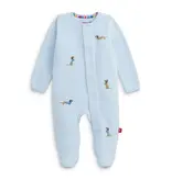 Magnetic  Me Embroidery Dogs Blue Velour Footie