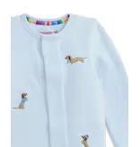 Magnetic  Me Embroidery Dogs Blue Velour Footie